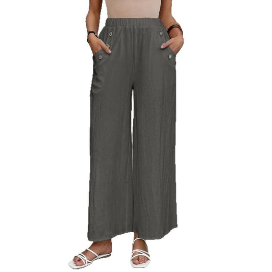 Pantalones sueltos casuales para mujer concintura alta elástica