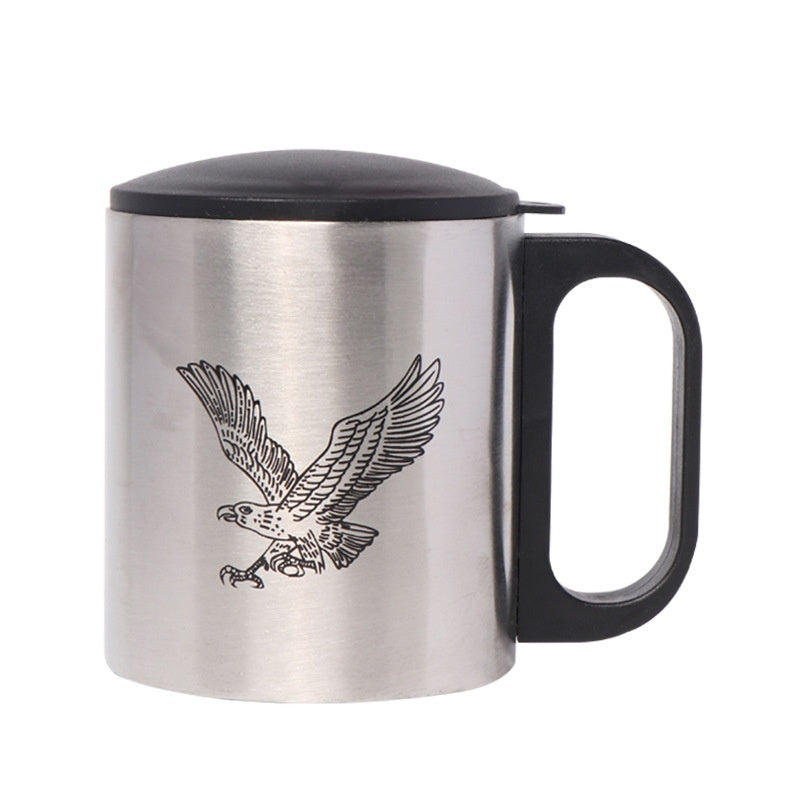 Taza de camping de doble capa de acero inoxidable, con mosquetón