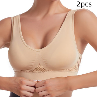 Sujetador deportivo de yoga fino de malla para mujer