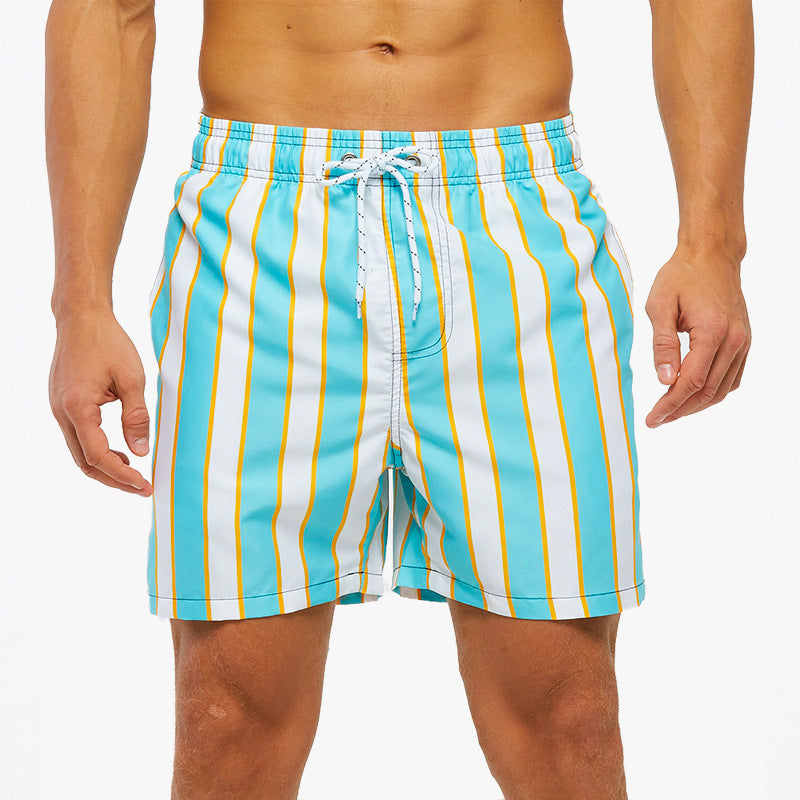 Men's quick-drying beach swim trunks with mesh lining