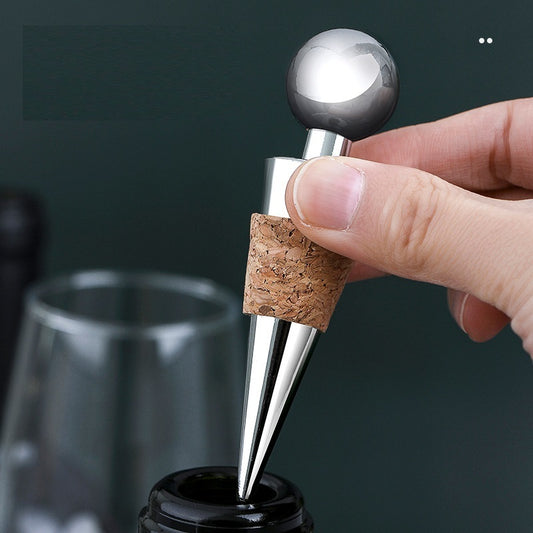 Tapón de botella de vino de corcho y metal