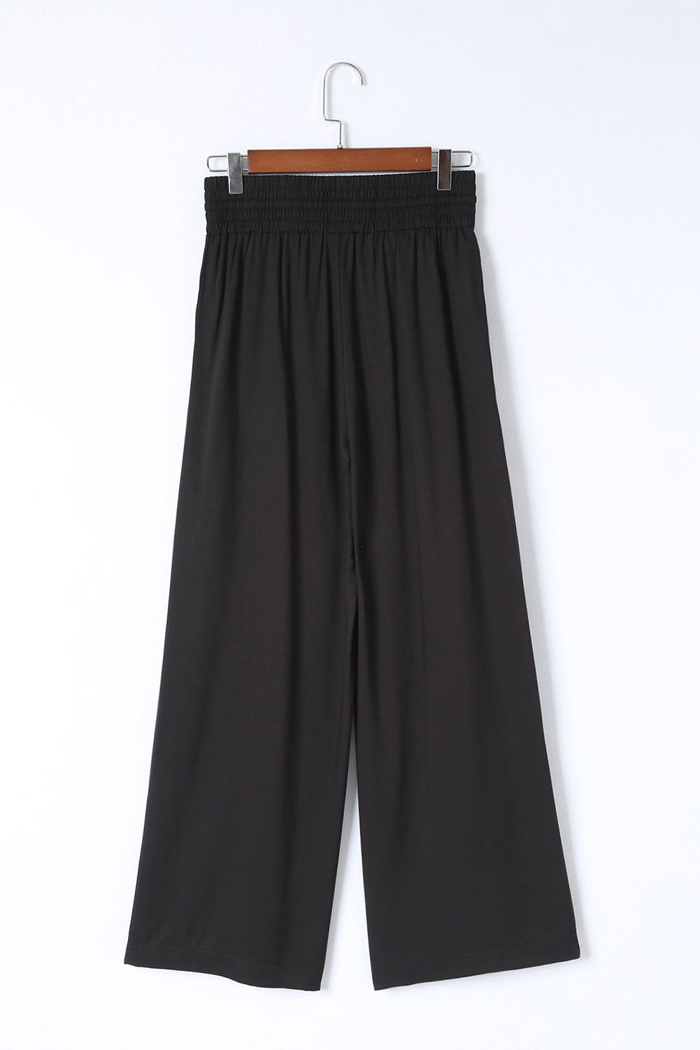 Pantalones anchos casuales con cintura elástica y cordón negro