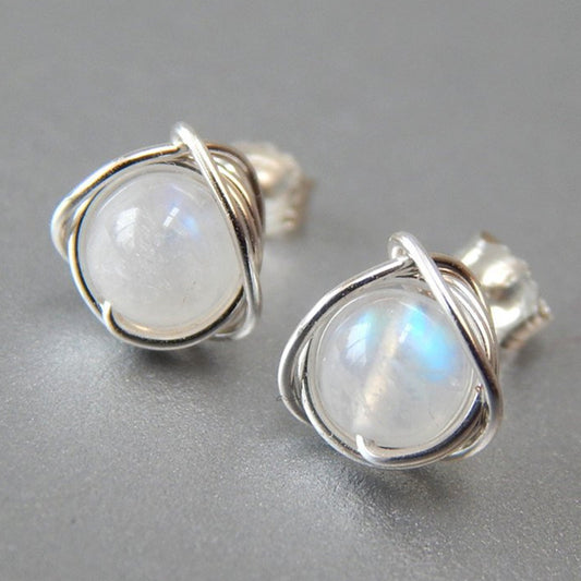 Pendientes de piedra lunar de imitación de colores