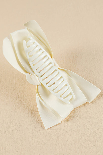 Pinza grande para el pelo con lazo blanco decorativo