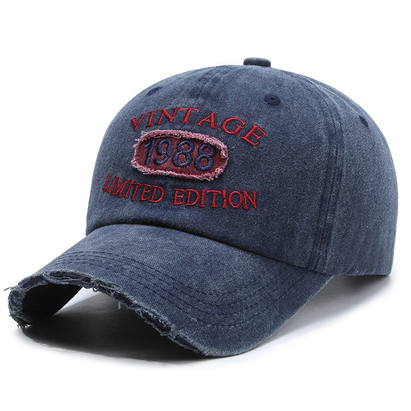 American retro canvas baseball cap with broken letter embroidery
