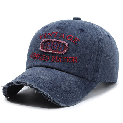 American retro canvas baseball cap with broken letter embroidery
