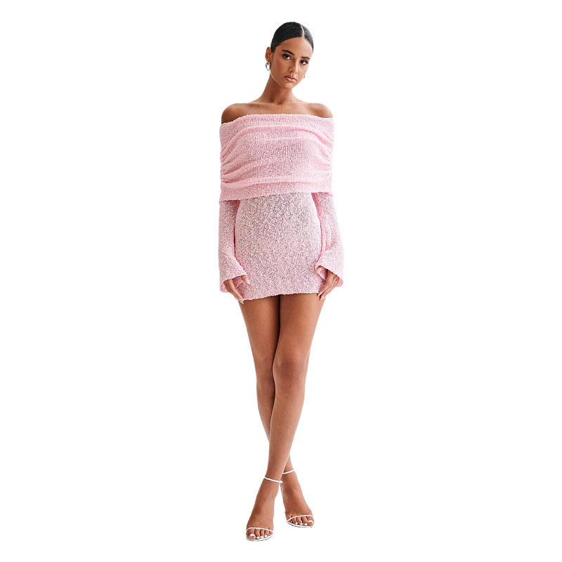 Vestido elegante con cuello barco primavera-verano