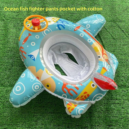 Inflatable boat for children with steering wheel, horn and awning