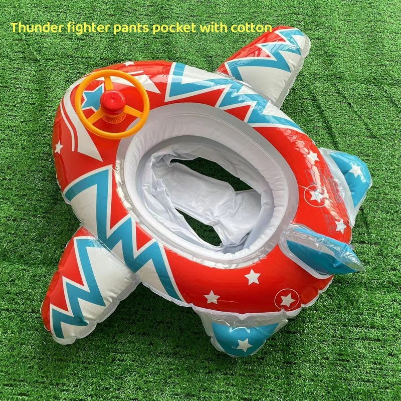 Inflatable boat for children with steering wheel, horn and awning