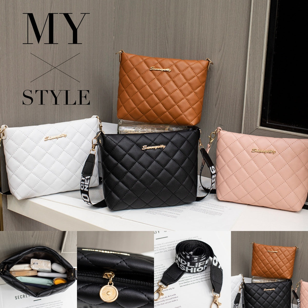 Bolso bandolero pequeño para mujer moderno con bordado y correa removible