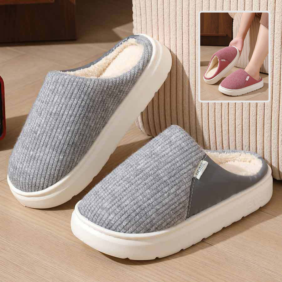 Winter Warm Plush Slippers Thick Sole Non-Slip Home Shoes for Women and Men