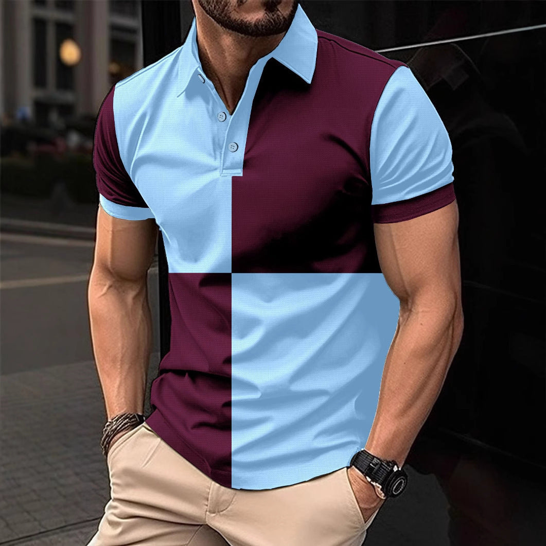 Casual short-sleeved sports polo shirt with a crew neck