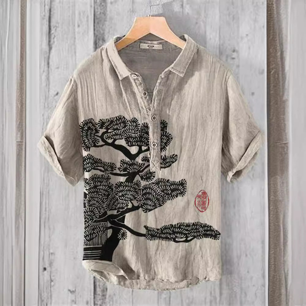 Men's Casual Printed Hawaiian Shirt
