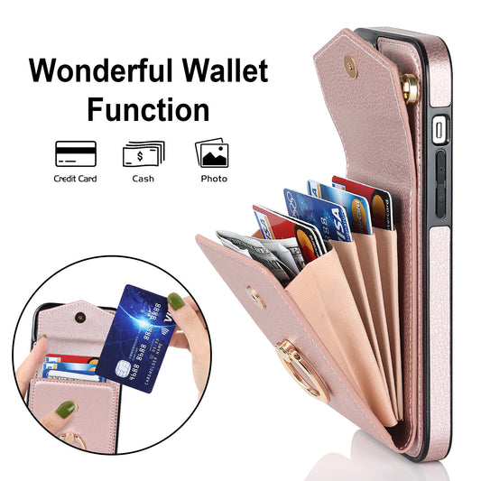 Funda de cuero versátil con ranuras para tarjetas multifuncionales para teléfono