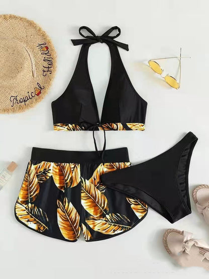 2-piece bikini with leaf print