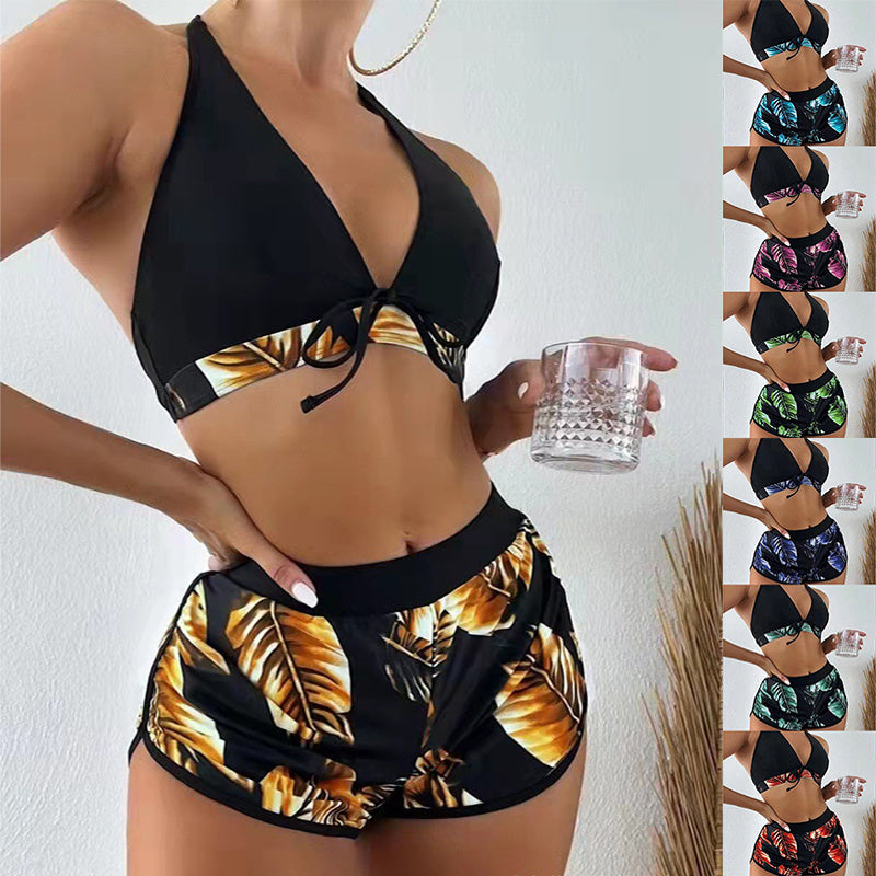 2-piece bikini with leaf print