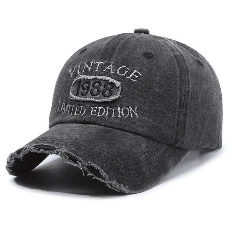 American retro canvas baseball cap with broken letter embroidery