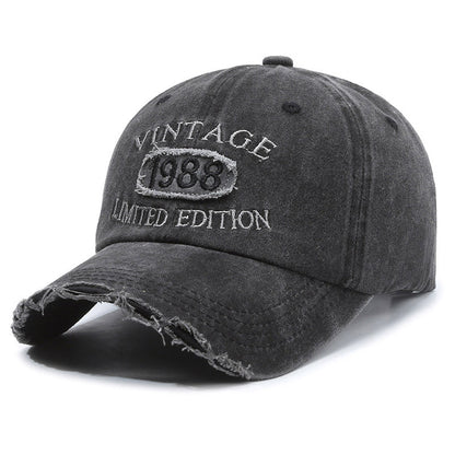 American retro canvas baseball cap with broken letter embroidery
