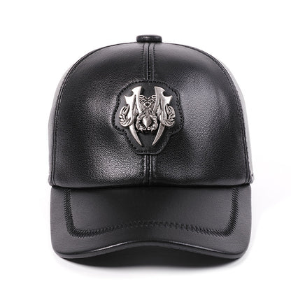Gorra de piel auténtica para hombre y mujer estilo informal