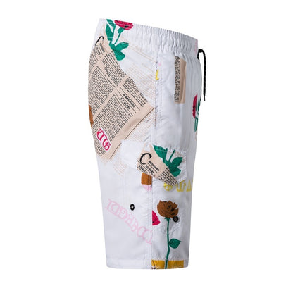 Pantalones de playa holgados estampados para hombre