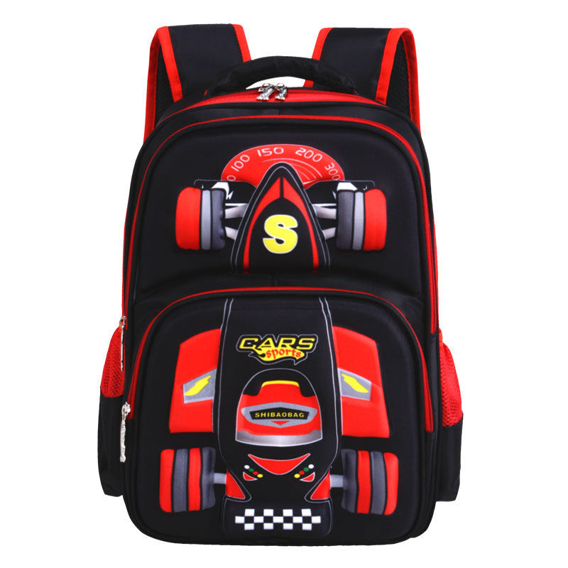 Mochila escolar con carrito tridimensional para niños de primaria.