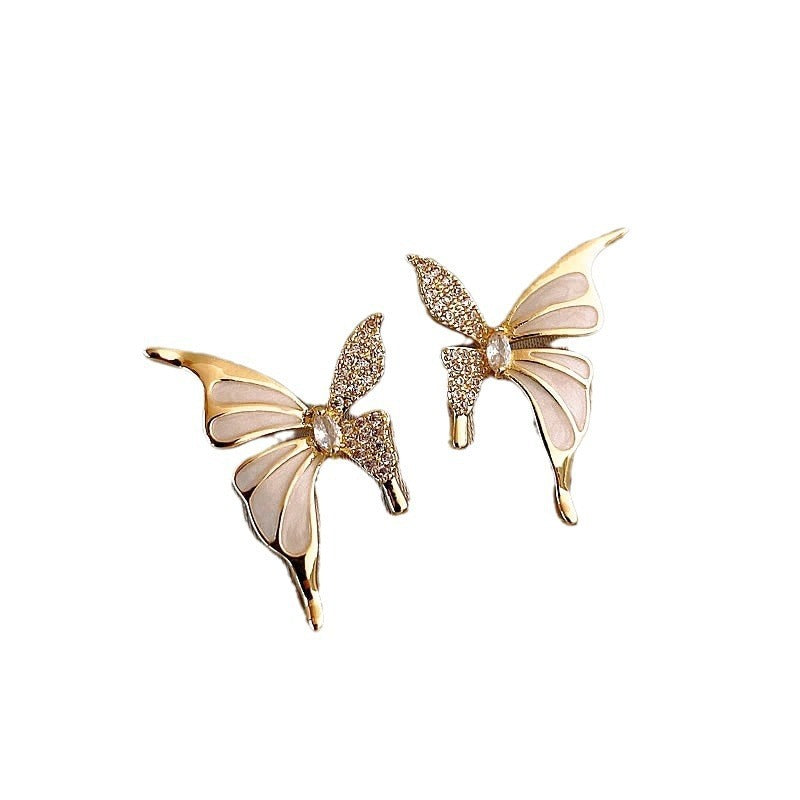 Pendientes de mariposa con pedrería de moda para mujer