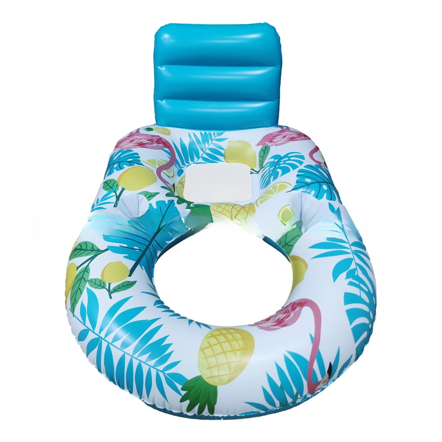 Luminous Inflatable Floating Bed with Backrest Ring and LED Light Recliner Seat for Pool and Beach