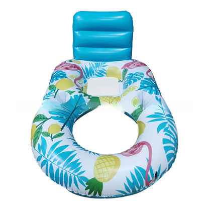 Luminous Inflatable Floating Bed with Backrest Ring and LED Light Recliner Seat for Pool and Beach