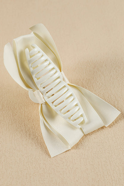 Pinza grande para el pelo con lazo blanco decorativo