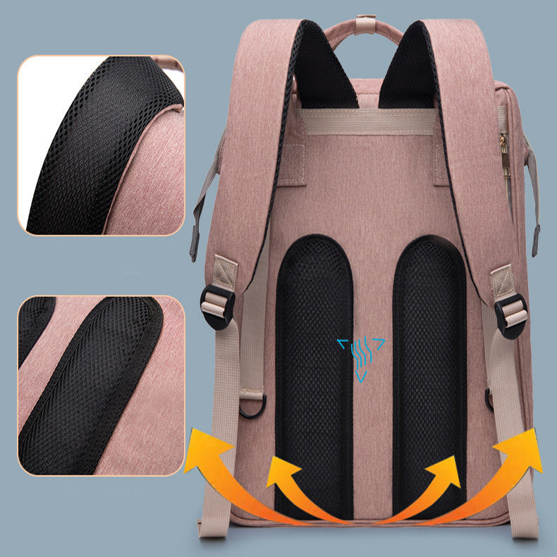 Baby diaper backpack with crib