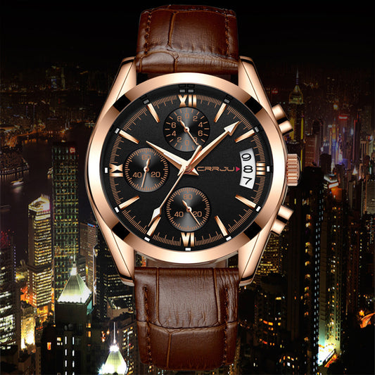 Reloj multifunción para hombre con correa clásica