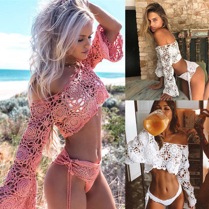 Conjunto de bikini de ganchillo a mano mujer