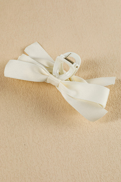Pinza grande para el pelo con lazo blanco decorativo