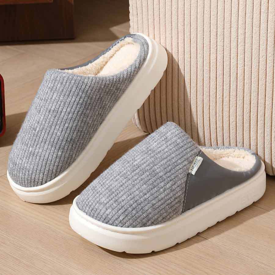 Winter Warm Plush Slippers Thick Sole Non-Slip Home Shoes for Women and Men