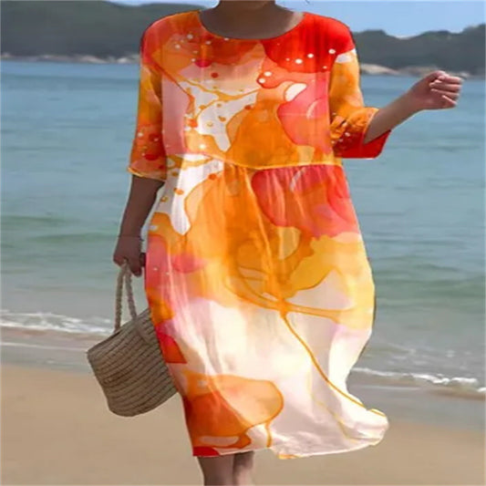 Vestido informal de playa con estampado floral