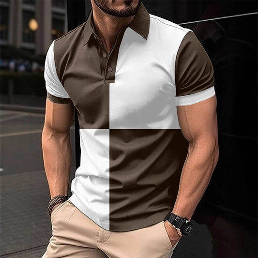 Polo deportivo informal de manga corta con cuello reto