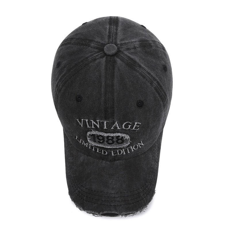 American retro canvas baseball cap with broken letter embroidery