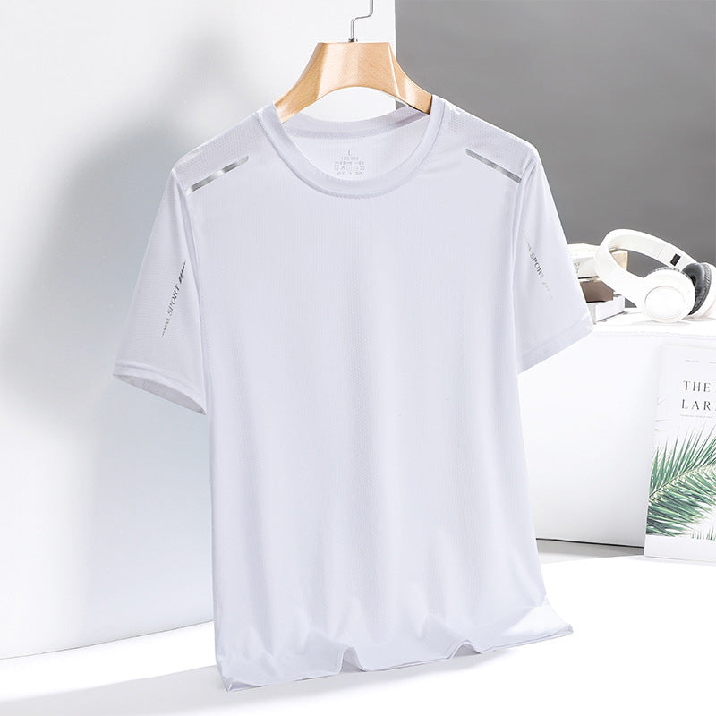 Men's ice silk T-shirt, quick-drying, breathable and fashionable.