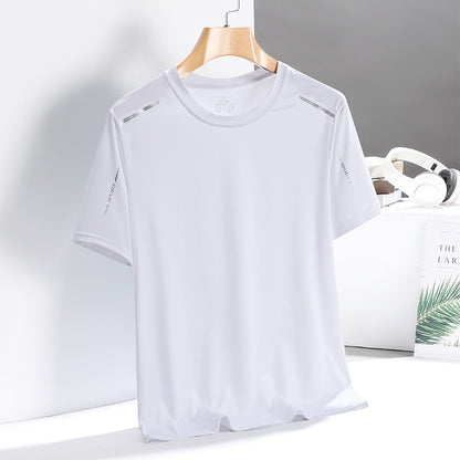 Men's ice silk T-shirt, quick-drying, breathable and fashionable.